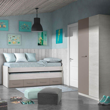 Almiron White & Grey Ash 2-Door Wardrobe: Stylish Storage Solution for Modern Homes - UK Luxury Furniture
